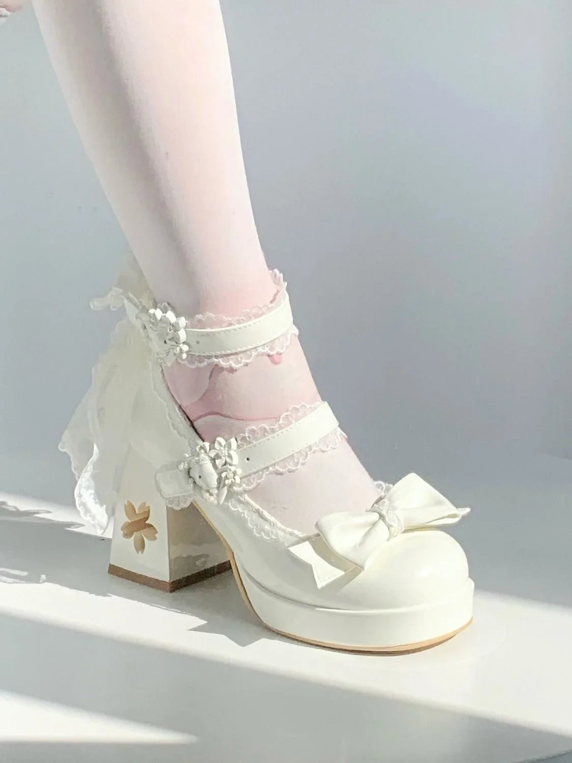 Lovely Girls Lolita Butterfly Knot High Heels Platform