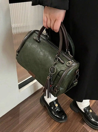 Leather Top-Handle Bag with Detachable Strap