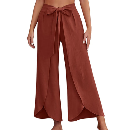 Womens Linen Wide Leg Flowy Bootcut Pants