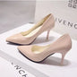 Nude Pumps Patent Leather Sexy Pointed Toe Thin Heel