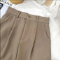 Fall Spring Black Suit Haren Pants Elastic High Waist Casual
