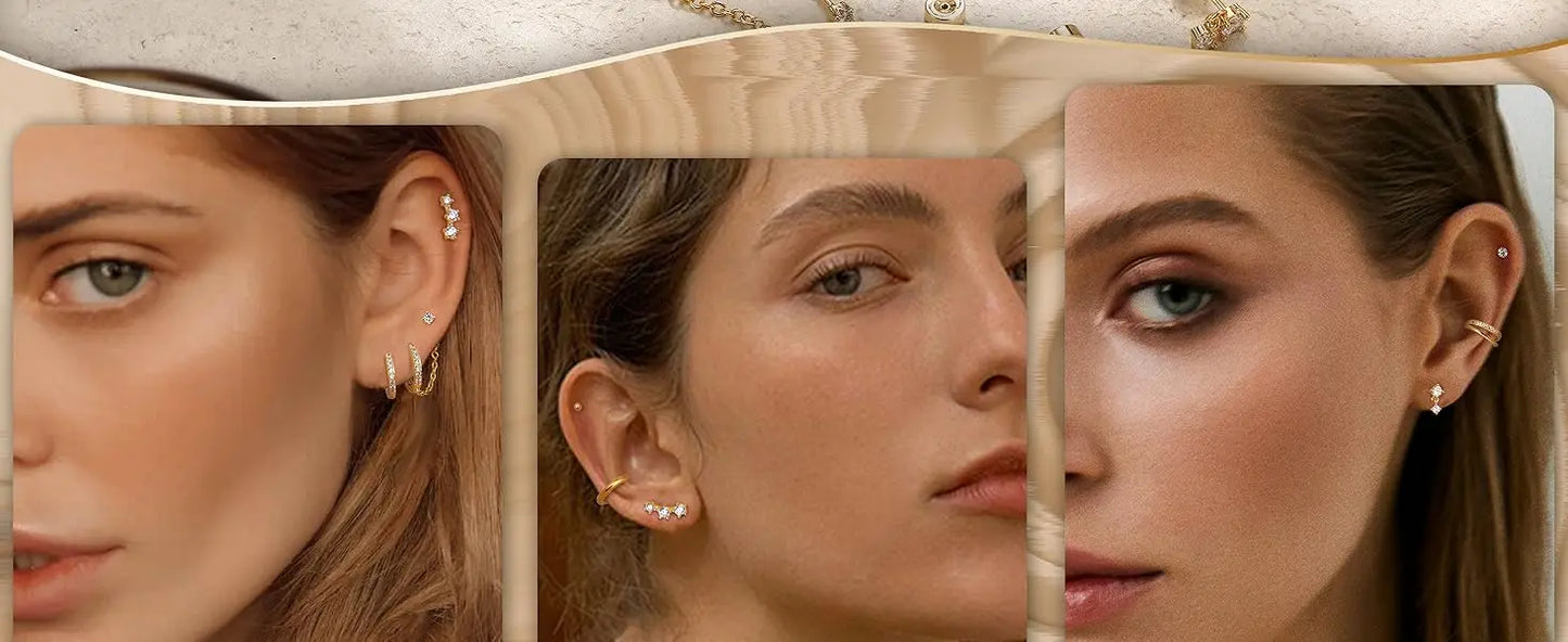 10 Pairs Hypoallergenic 20G Surgical Steel Flat Back Stud Earrings