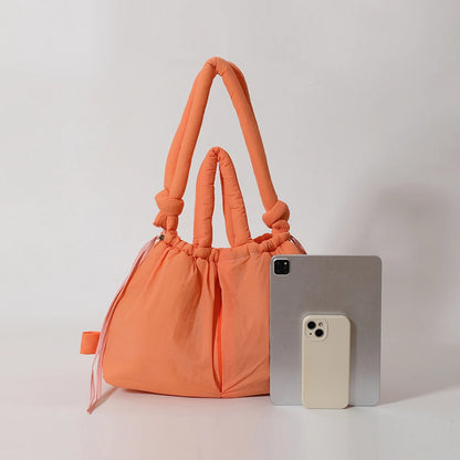 Nylon Solid Backpack Large Capacity Puffy Purse