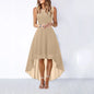 Bow Belt Elegant Irregular Length Women's Elegant Dress Sleeveless Chiffon