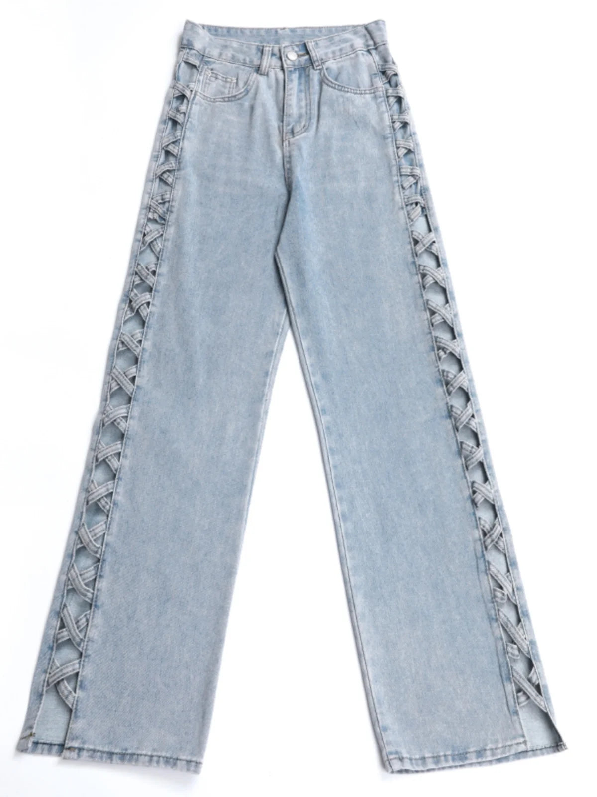 Hollow Wide Leg Jeans Casual Design Slimming High Waist