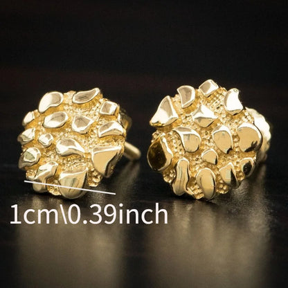 Natural Gold Nugget Stud Earrings  18K Gold Plated
