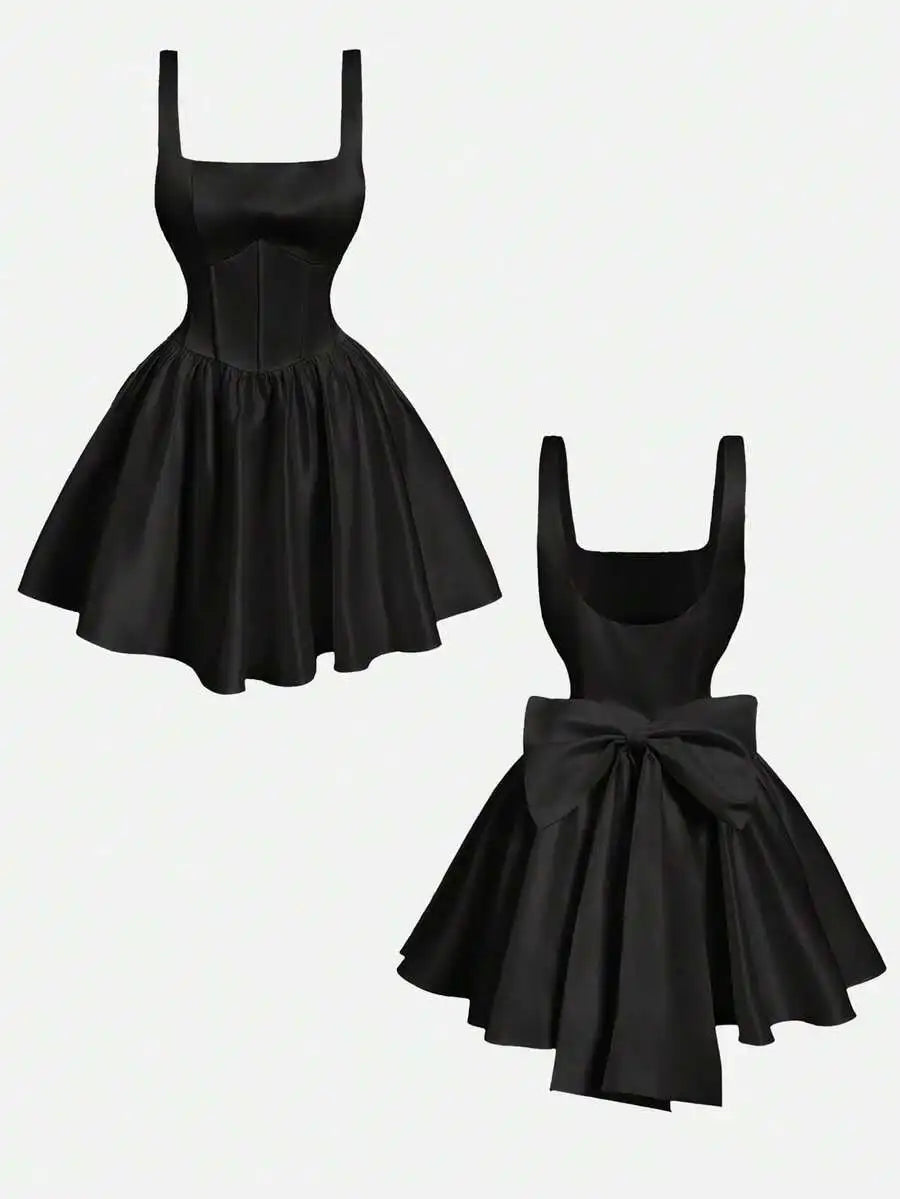 White Corset Mini Dress with Bow Detail,