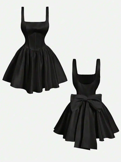 White Corset Mini Dress with Bow Detail,