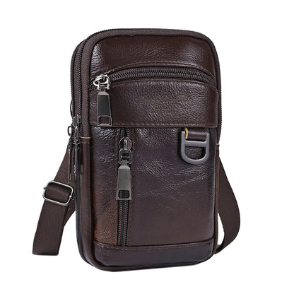 Men Stylish Crossbody Bag Waterproof Leather Retro Fanny Pack Lightweight Fashion.