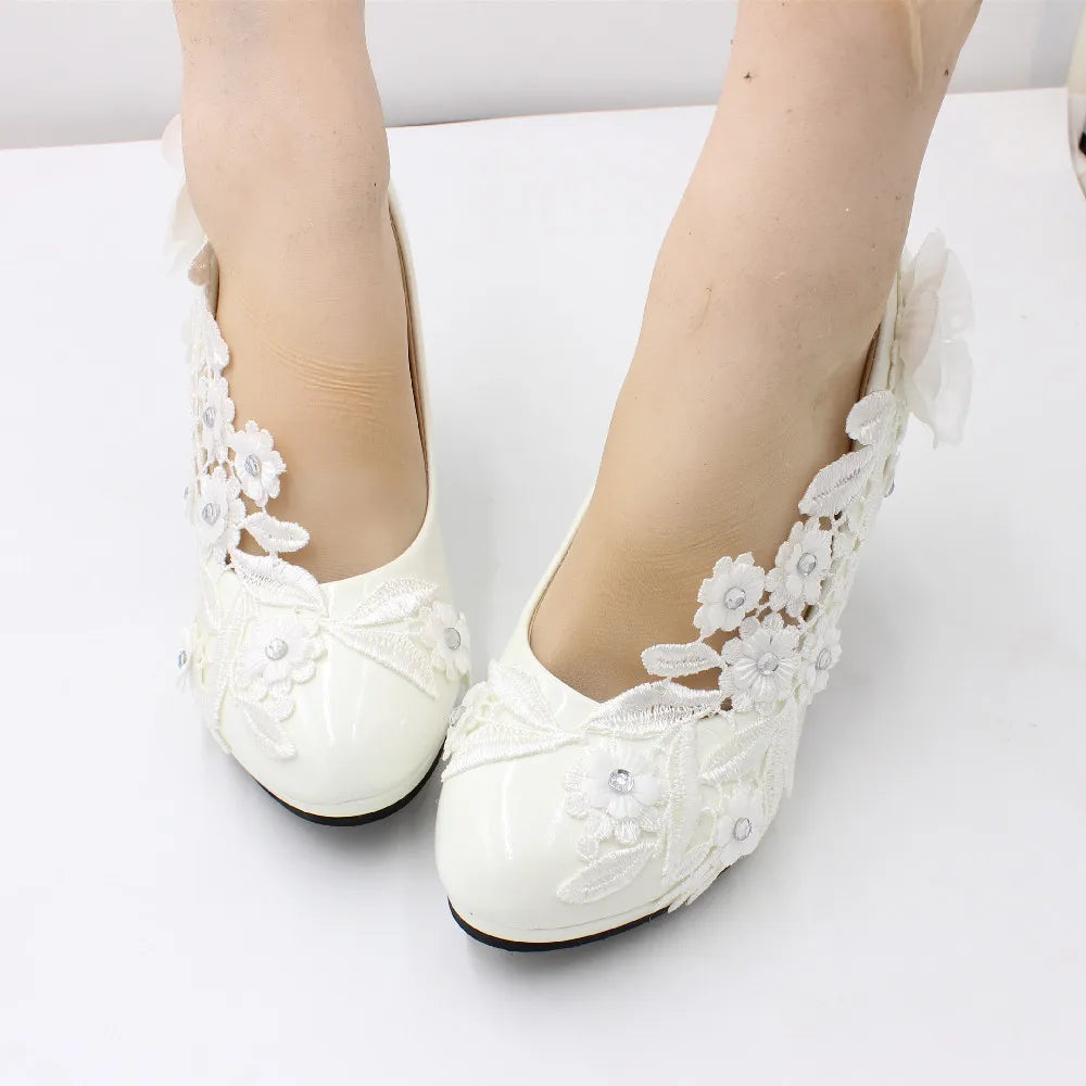 White Flower Pumps New Arrival Women's Shoes