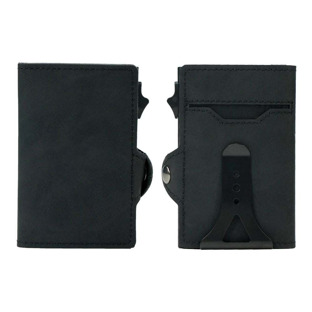 CASEKEY Top Quality Leather Cash Clip Wallet RFID NFC Protection Pop Up Metal Card Holder Case