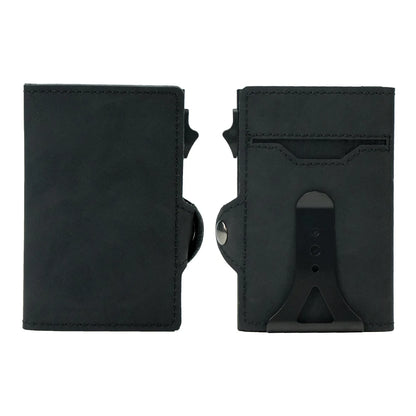 CASEKEY Top Quality Leather Cash Clip Wallet RFID NFC Protection Pop Up Metal Card Holder Case