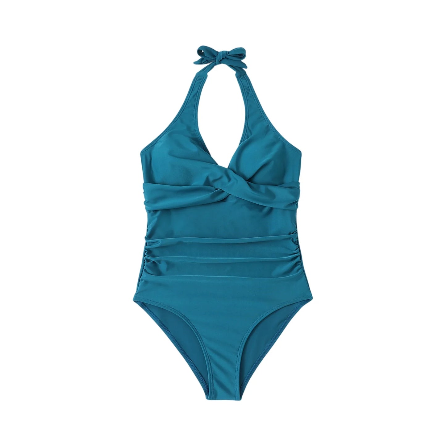 Tummy Control Swimsuit Cross Front Striped One Piece