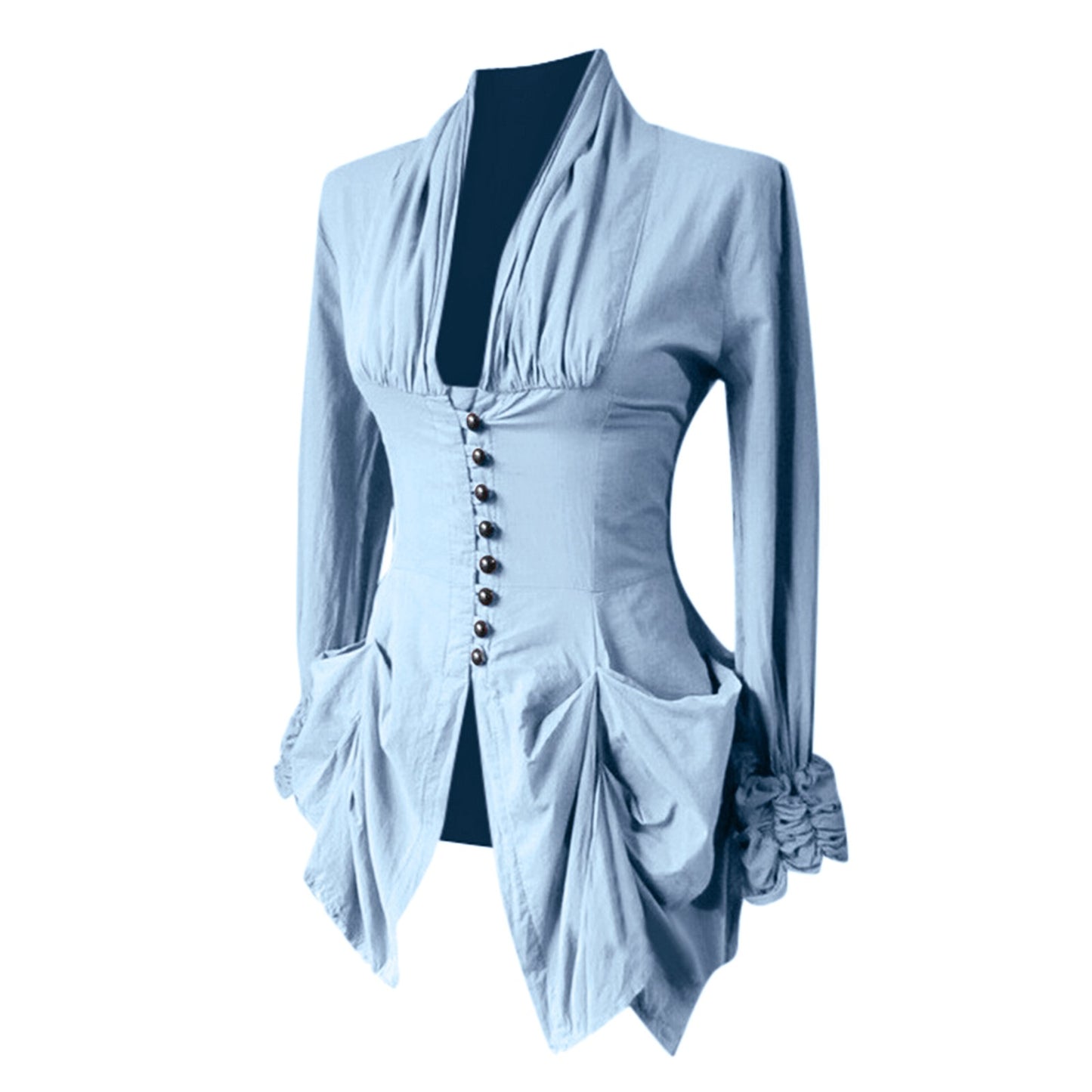 Gothic Shirt Medieval Stand Collar Ruffles Shirts