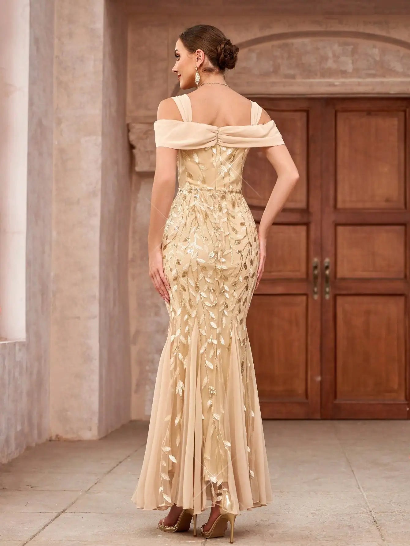 Elegant Off-Shoulder Sequin Mermaid Evening Dress