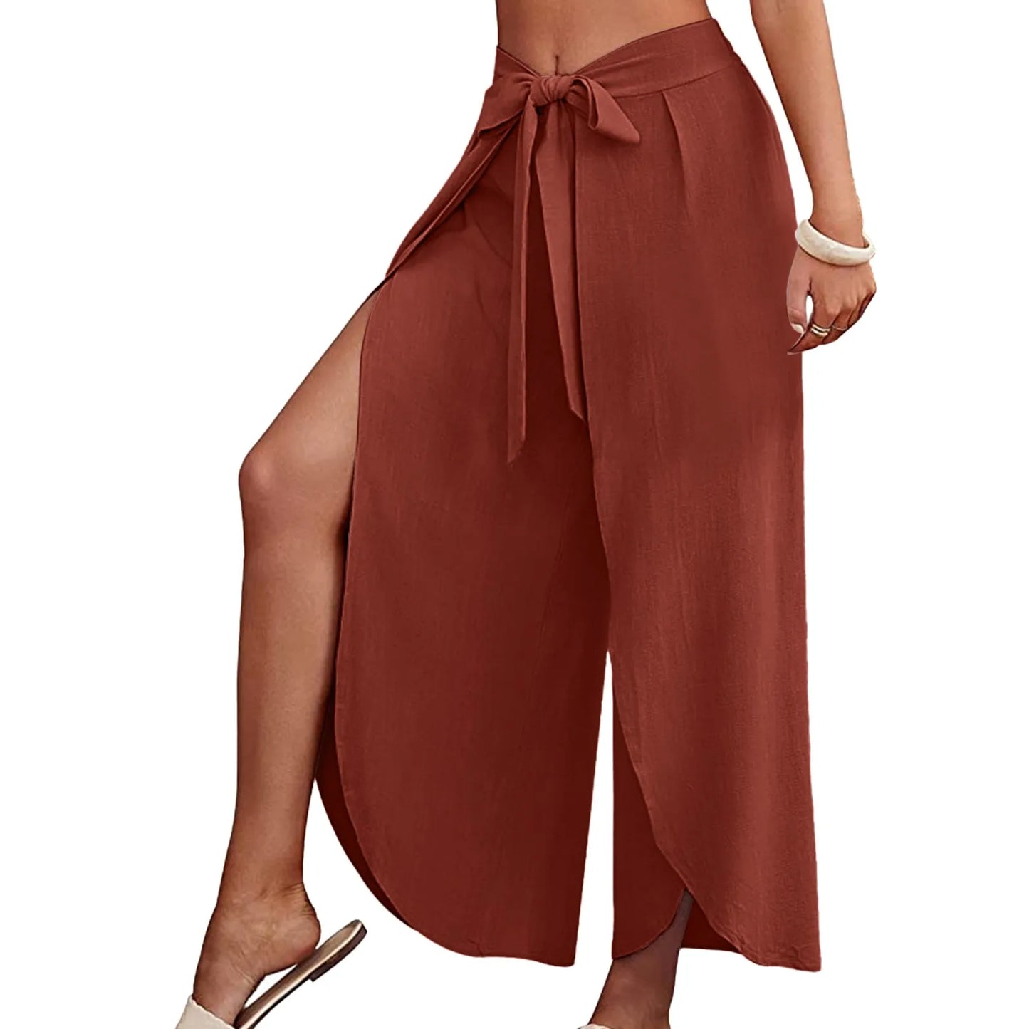 Womens Linen Wide Leg Flowy Bootcut Pants