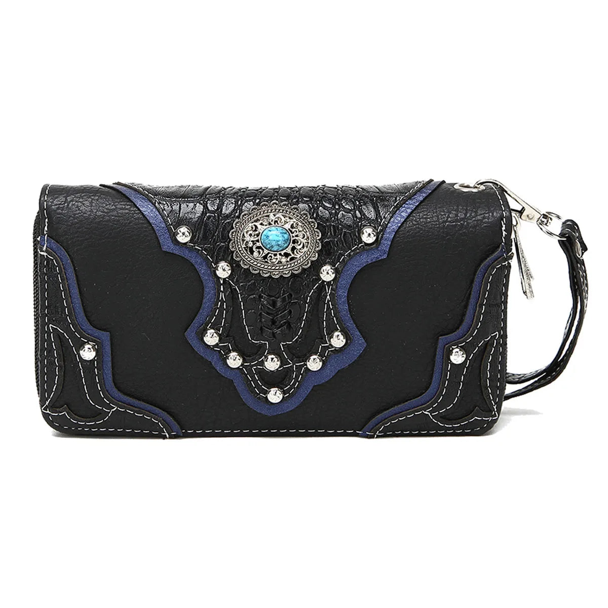 Western Style Cowgirl Woven Fringe Crocodile Gorgeous Purse Conchos Women Handbag Shoulder Bags Wallet Set
