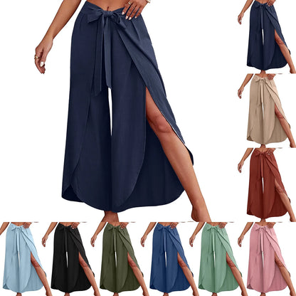 Womens Linen Wide Leg Flowy Bootcut Pants