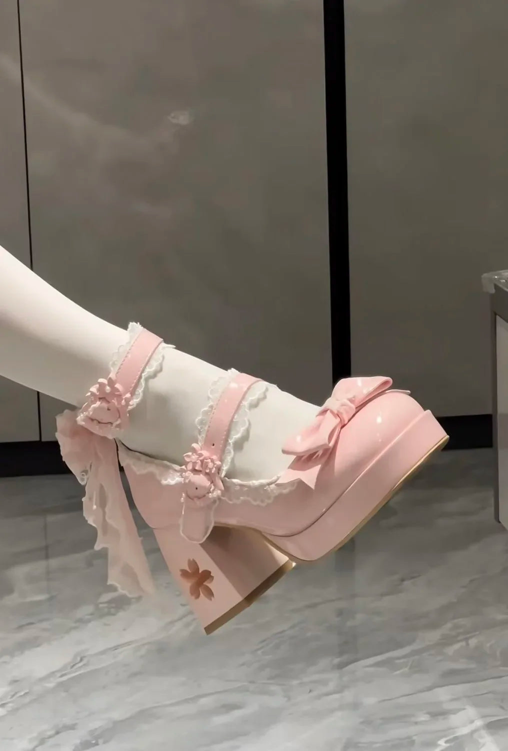Lovely Girls Lolita Butterfly Knot High Heels Platform
