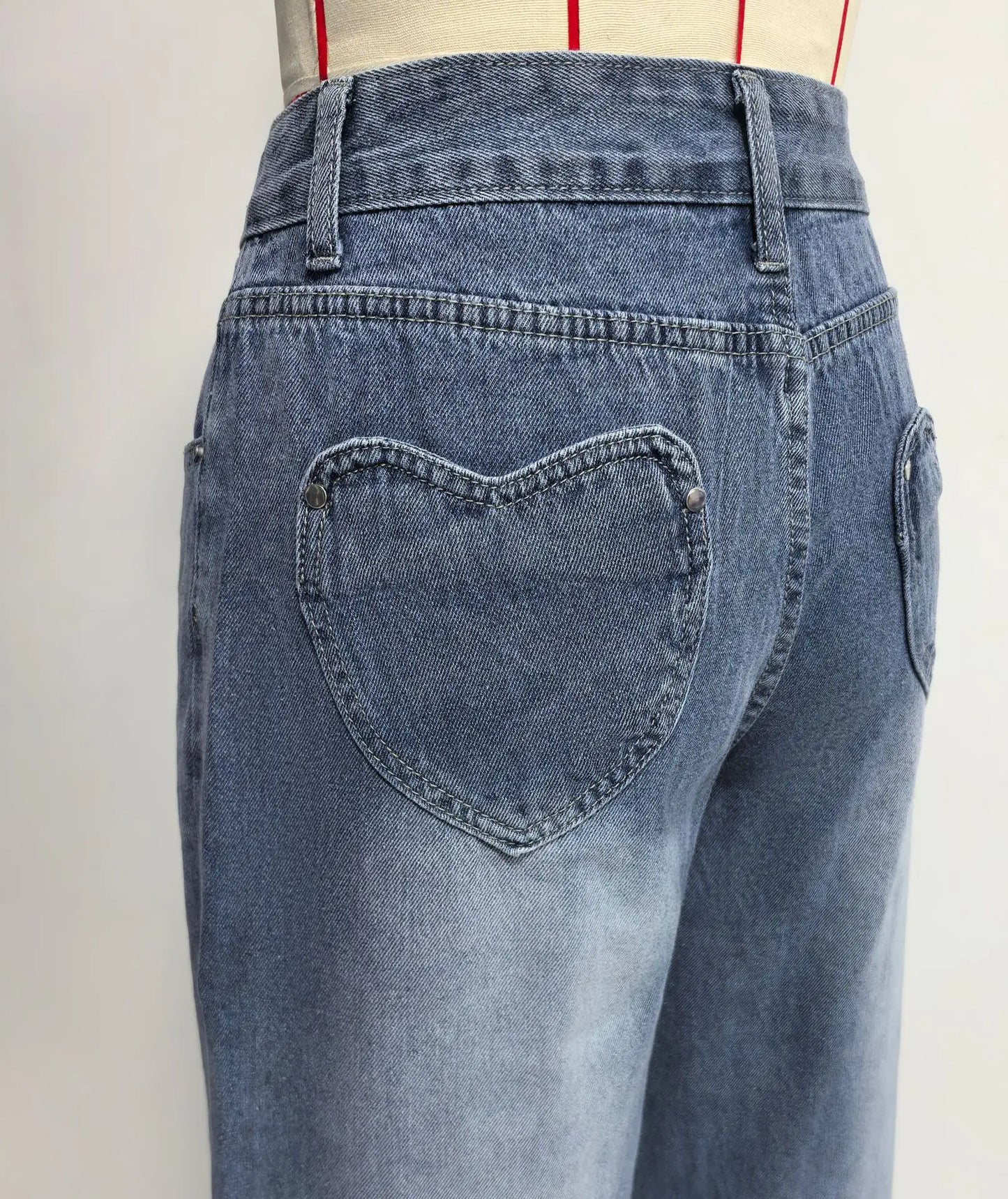 Heart Back Pocket Wide-Leg Jeans