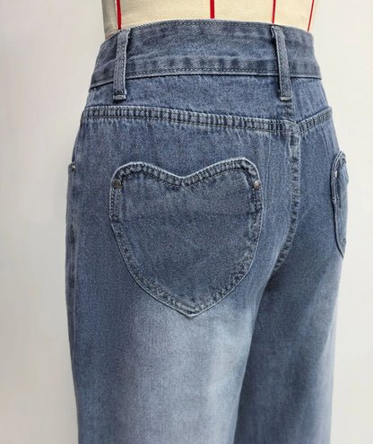Heart Back Pocket Wide-Leg Jeans