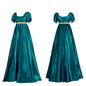Medieval Vintage Satin Dress Short Sleeve High Waist Renaissance Dress