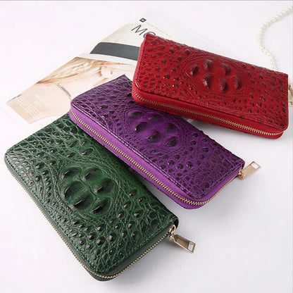 Fashion Women Crocodile Leather Wallet Large Capacity Credit Cards Holder Organizer Phone Clutch