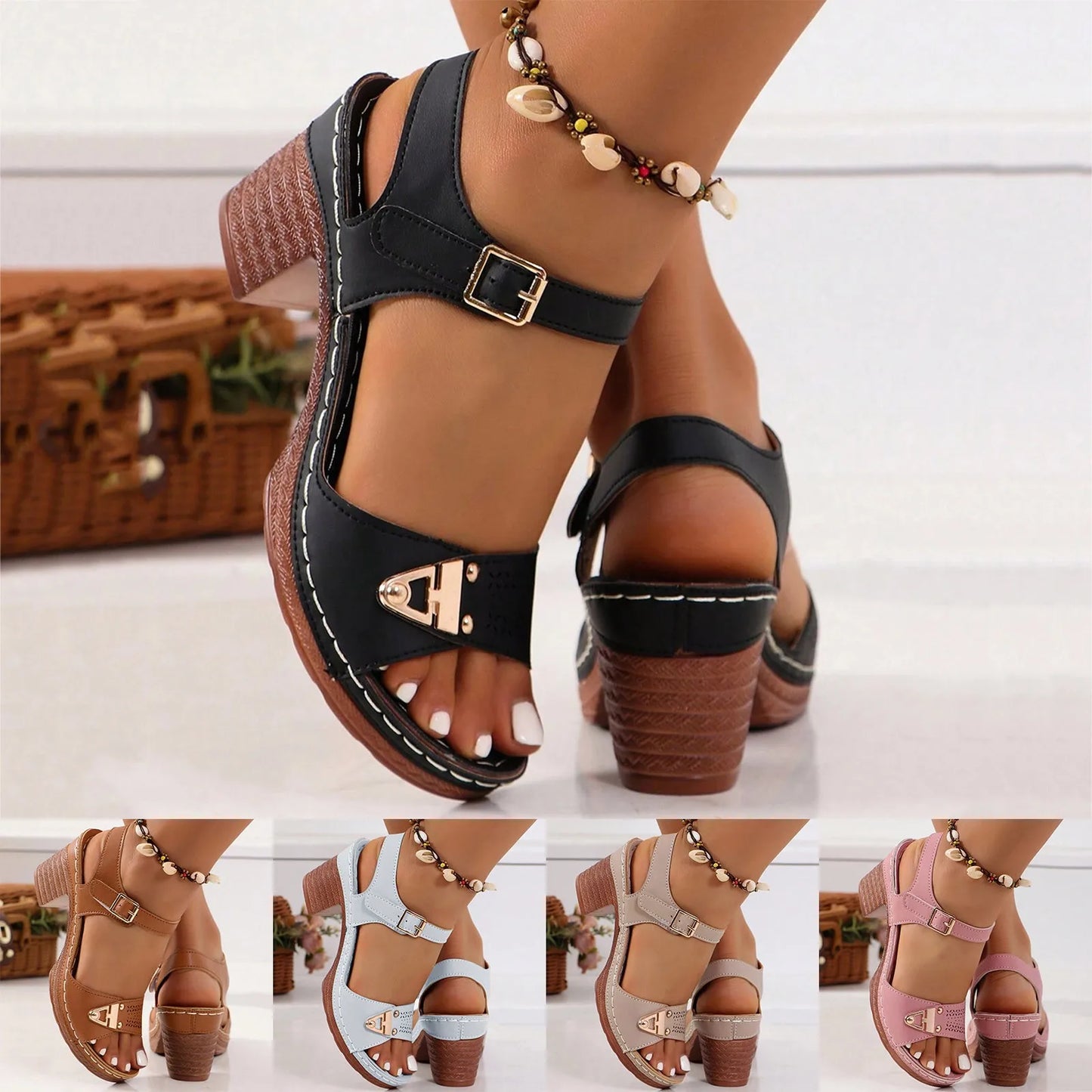 Fashion Sandals with Adjustable Buckles