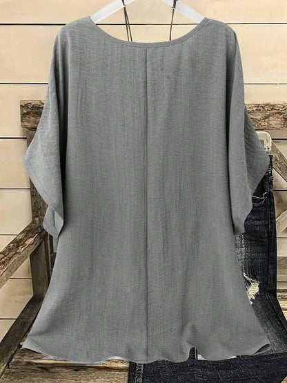 Plus Size Daisy Print Round Neck Drop Shoulder T-Shirt for Women, Casual Summer Top