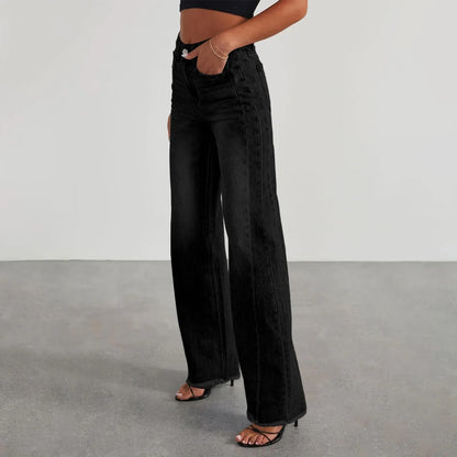 Retro High Waist Straight Leg Jeans