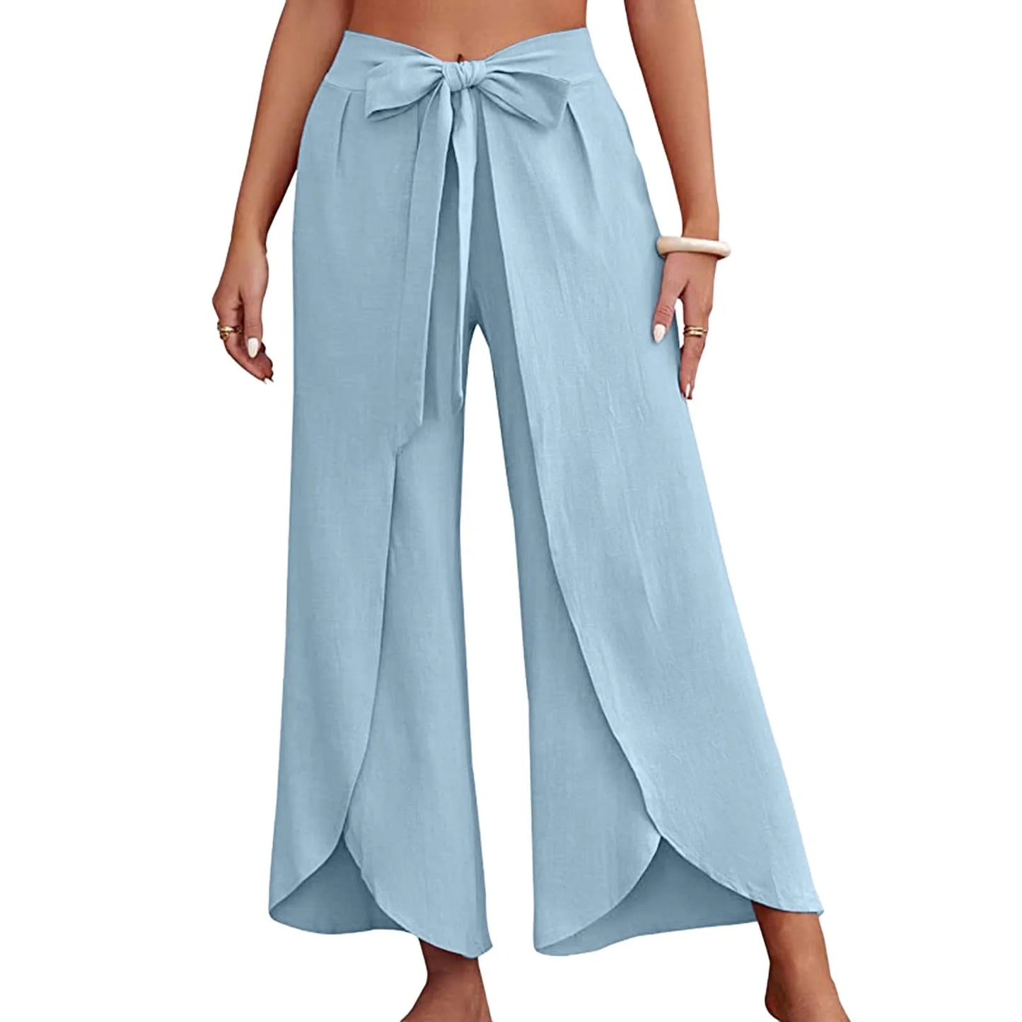 Womens Linen Wide Leg Flowy Bootcut Pants