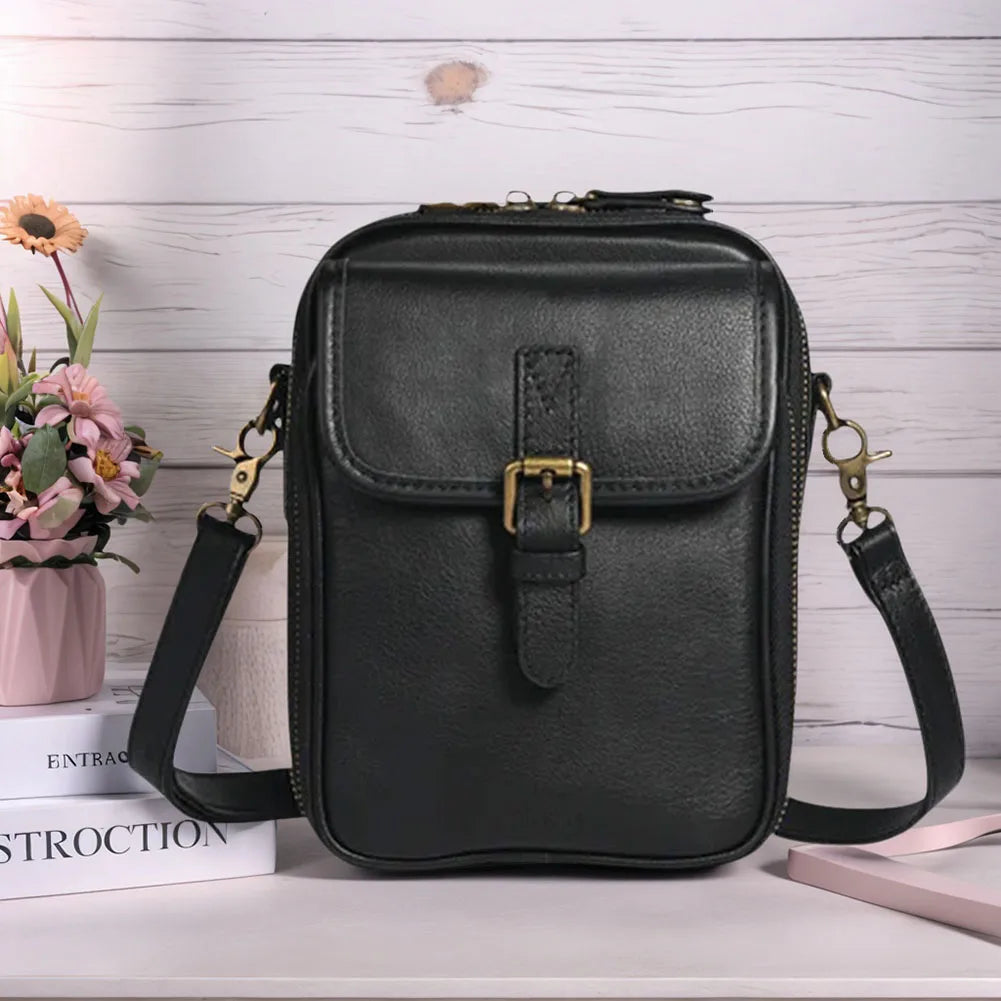 Leather Small Crossbody Cell Phone Bag & Adjustable Removable Strap
