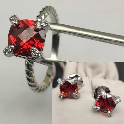 2025 New High-Quality Silver and Gold Color Set with 8mm Colorful Main Stone