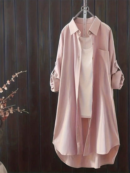 Casual Loose fitting Linen Long Shirts Women Plus Size Tops