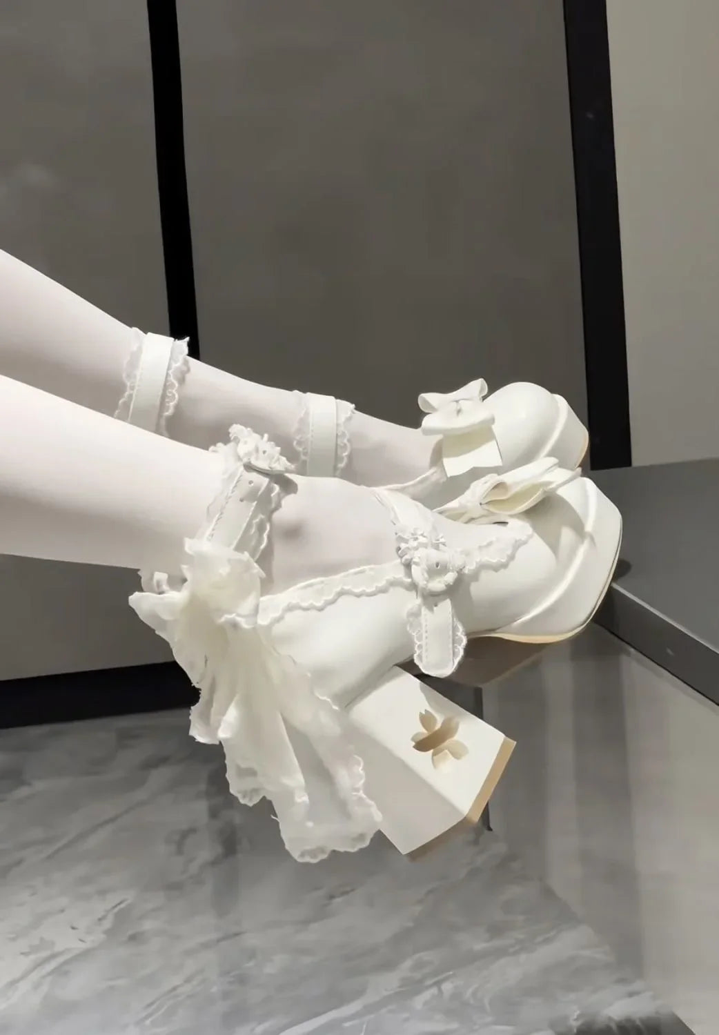 Lovely Girls Lolita Butterfly Knot High Heels Platform