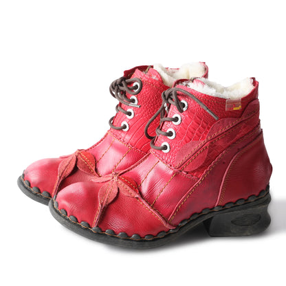 TMA EYES Women's Leather Oxford Ankle Boots Fleece Lined Bootie