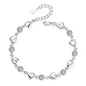 925 Sterling Silver Heart Shaped Necklace Bracelet Set Blue Crystal Bracelets