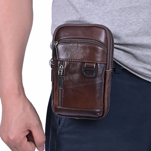 Men Stylish Crossbody Bag Waterproof Leather Retro Fanny Pack Lightweight Fashion.
