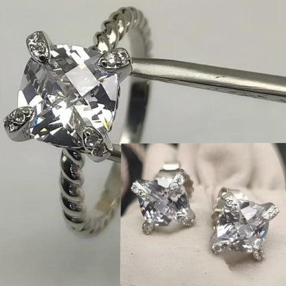 2025 New High-Quality Silver and Gold Color Set with 8mm Colorful Main Stone