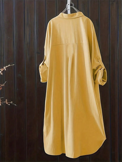 Casual Loose fitting Linen Long Shirts Women Plus Size Tops
