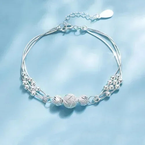 925 Sterling Silver Heart Shaped Necklace Bracelet Set Blue Crystal Bracelets