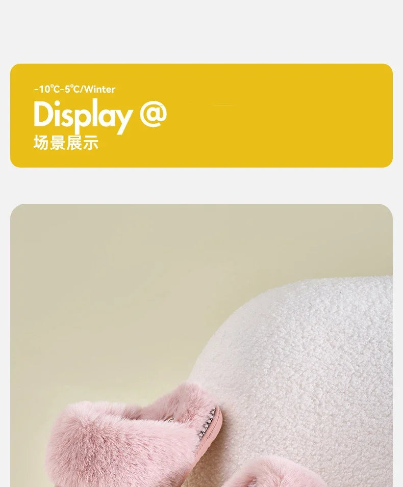 Winter Fur Cotton Slippers For Women Soft Comfort