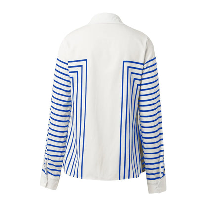 Women Casual Lapel Cotton Linen Shirt Long Sleeve Button Up Top