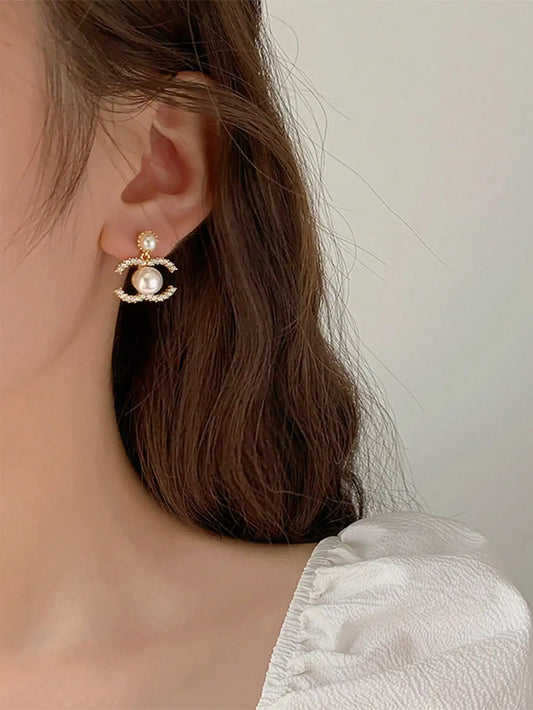Elegant Charm Dangle Earrings – 1 Pair Vintage Faux Pearl