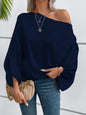 Red Asymmetric One Shoulder Blouse with Lantern Sleeve