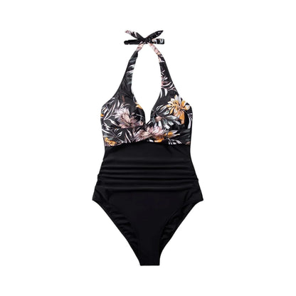 Tummy Control Swimsuit Cross Front Striped One Piece