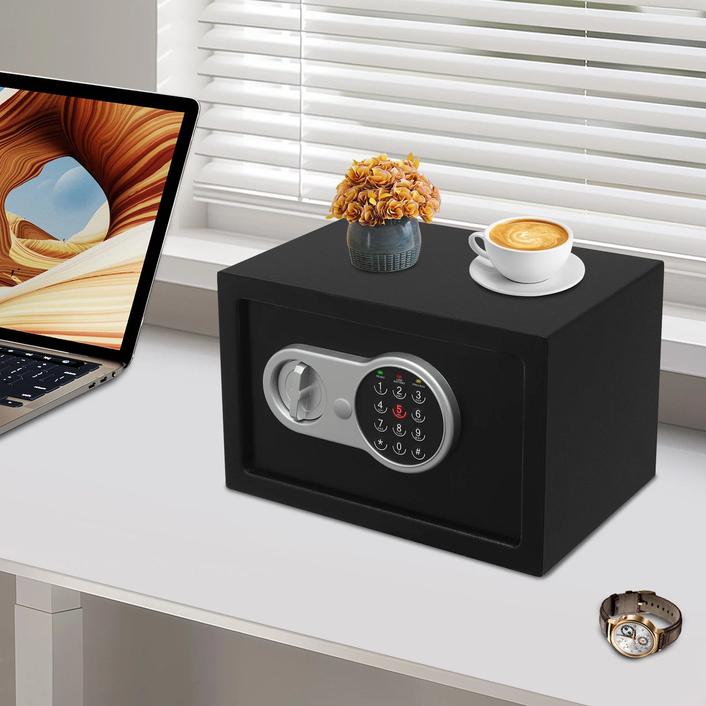 Safe Deposit Box Anti-theft Digital Lock Safe Cash Box Jewelry Case with Keys For Bedrooms Offices