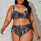 2024 Fashion Plus Size Bikinis New Floral Print Ruffle Two Pieces Swimwear