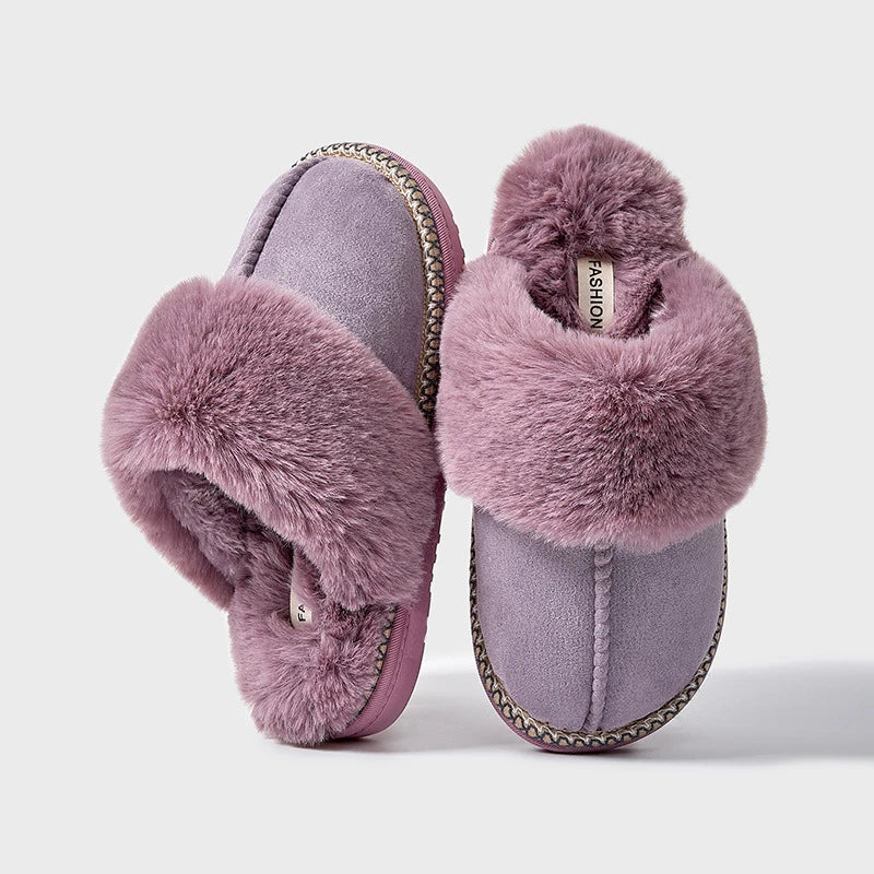 Winter Fur Cotton Slippers For Women Soft Comfort