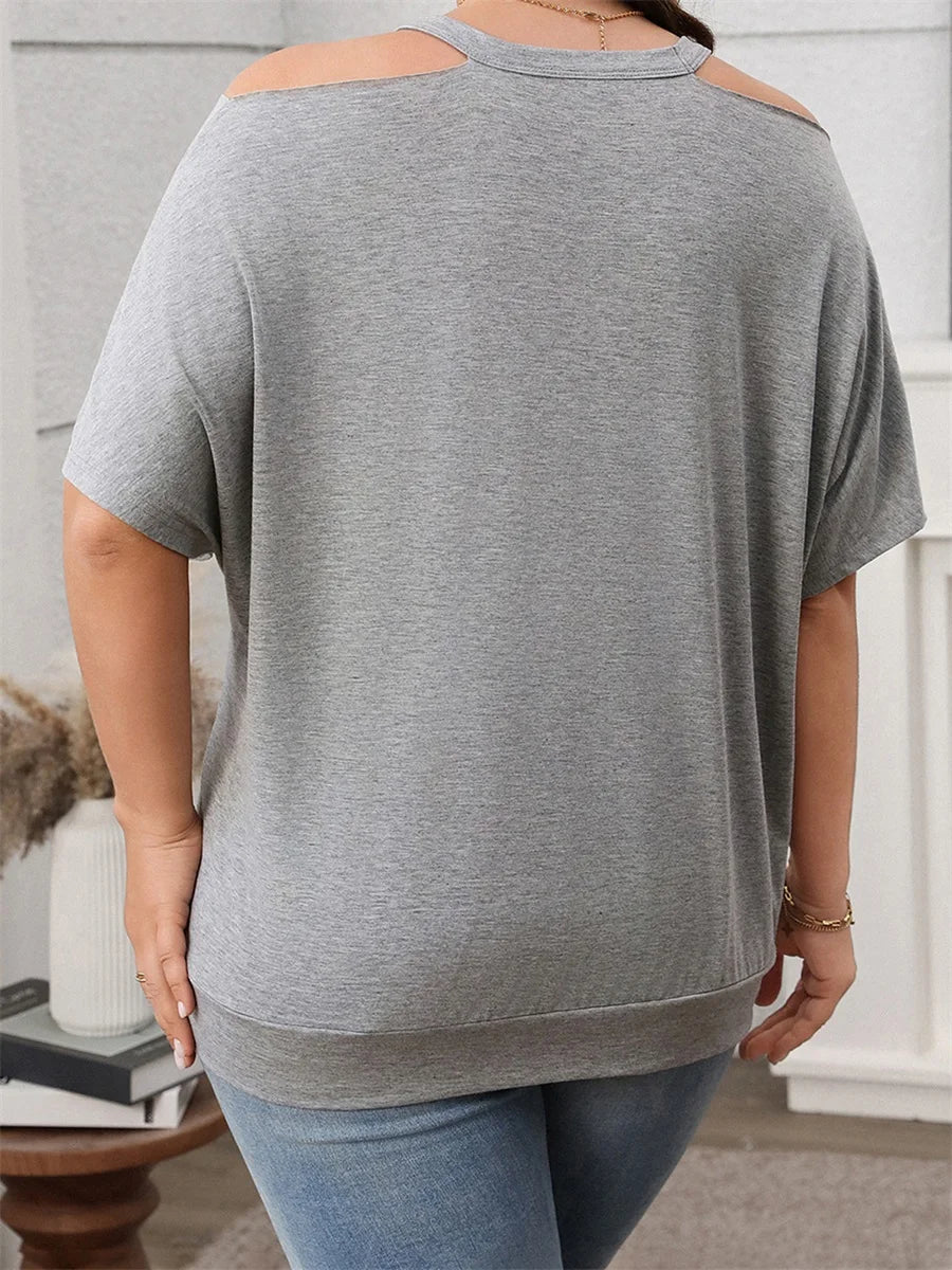 Women s Plus Size Off Shoulder Ruffle Blouse Casual Loose Fit Top